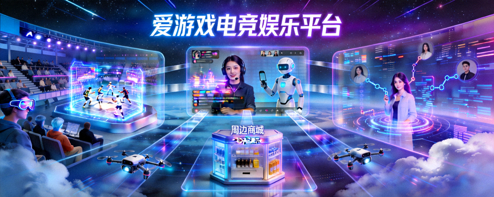 爱游戏电竞娱乐平台未来生态概念图，展示多元化的应用场景