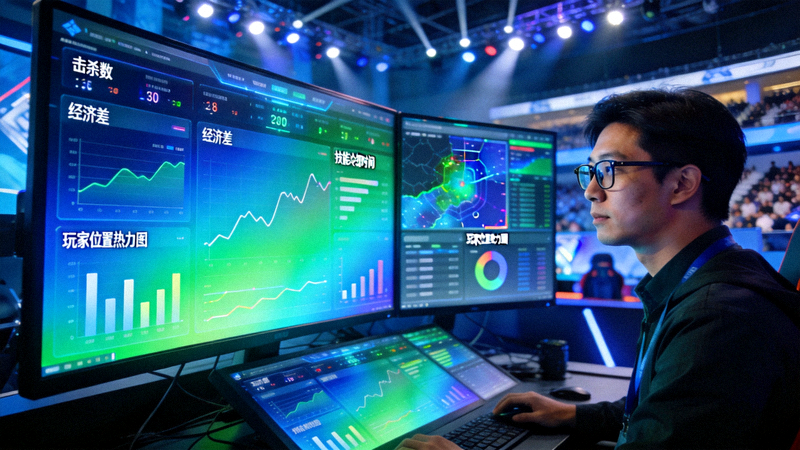 数据科学家正在分析电竞比赛中的海量实时数据仪表盘