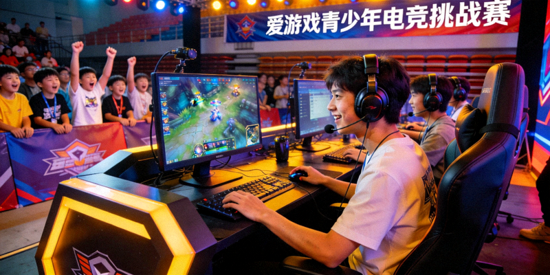 爱游戏青少年电竞挑战赛决赛现场，年轻选手激烈角逐