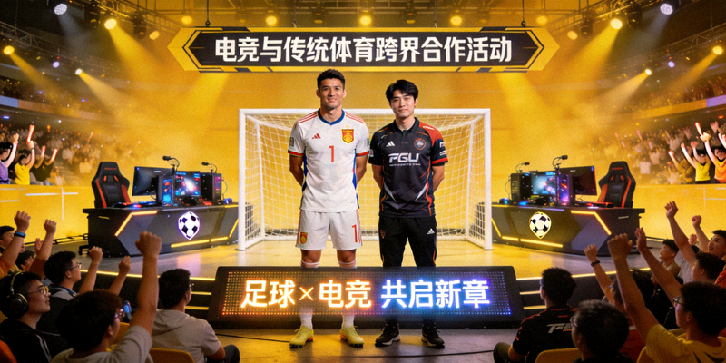 电竞与传统体育跨界合作活动现场，足球明星与电竞选手同台