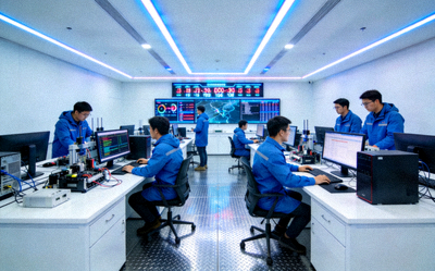 爱游戏电竞实验室内部，研发人员正在测试新的赛事技术