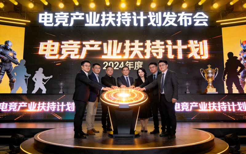 电竞产业扶持计划发布会现场，嘉宾共同启动计划仪式