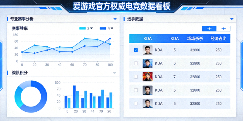 爱游戏官方权威电竞数据看板，展示专业赛事分析图表与选手数据对比