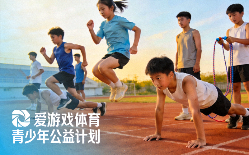 青少年在训练场地进行体能训练，体现爱游戏体育青少年公益计划
