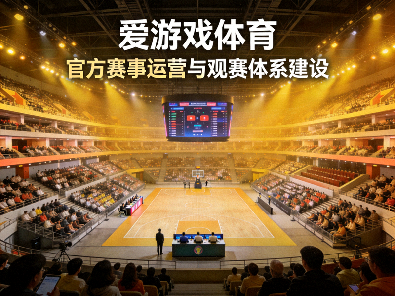 大型体育场馆内观众席与比赛场地全景，展示爱游戏体育官方赛事运营与观赛体系建设