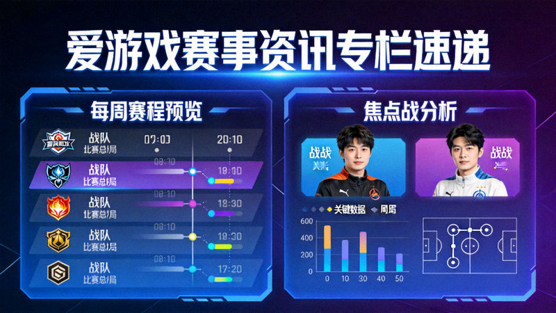 爱游戏赛事资讯专栏速递配图，每周赛程预览与焦点战分析的内容界面