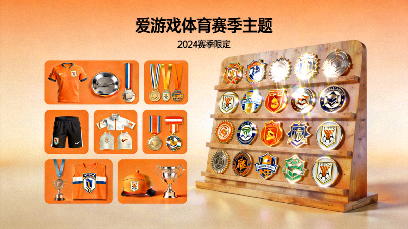 爱游戏体育赛季主题外观与徽章陈列展示，橙色主色调