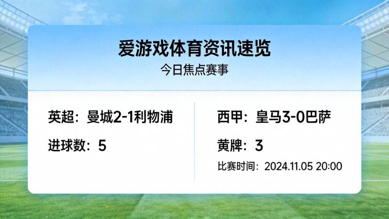 爱游戏体育资讯速览配图，以简明扼要方式呈现关键数据与比赛结果的资讯卡片